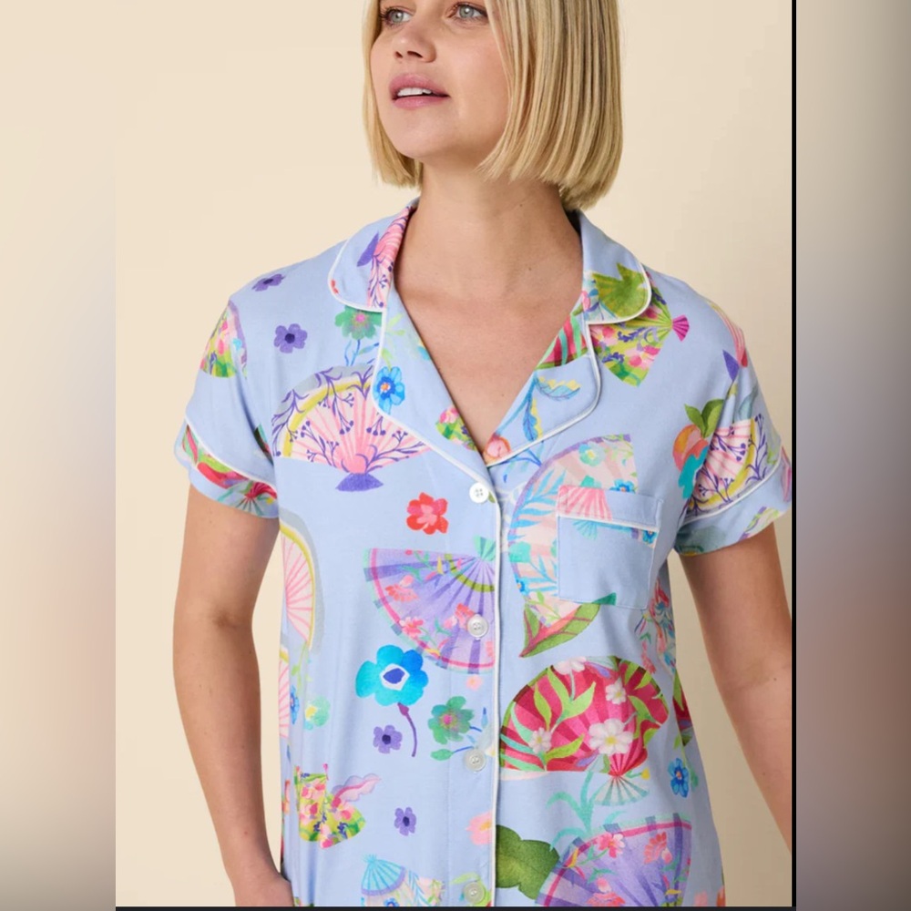 The Cat’s PJ’s Pima Cotton Tropical Whimsical Floral Pajama Set - Picture 3 of 7